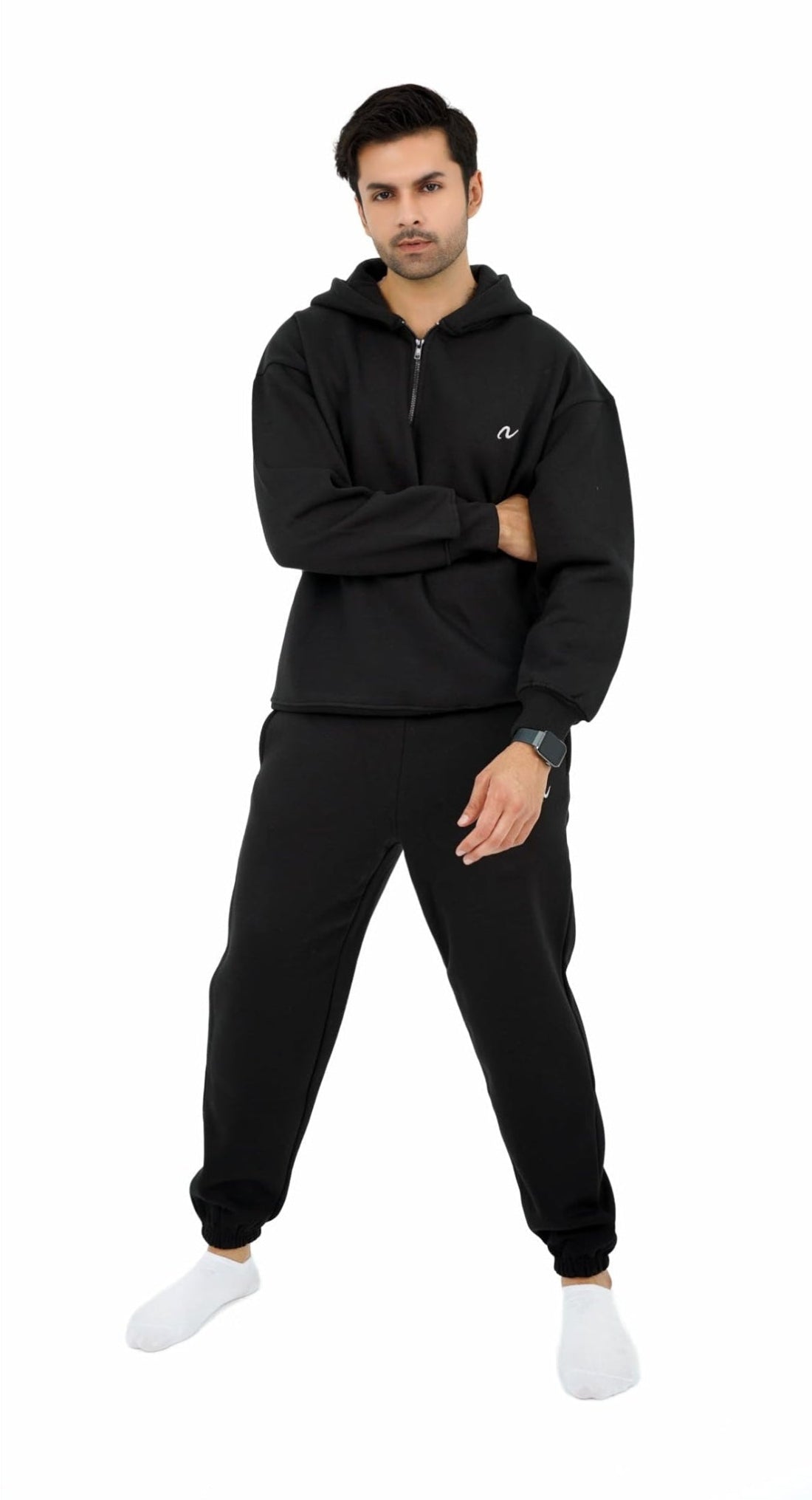 NoorVogue Heavyweight Oversized Quarter Zip Hoodie for Men & Women Premium Fleece Streetwear Style