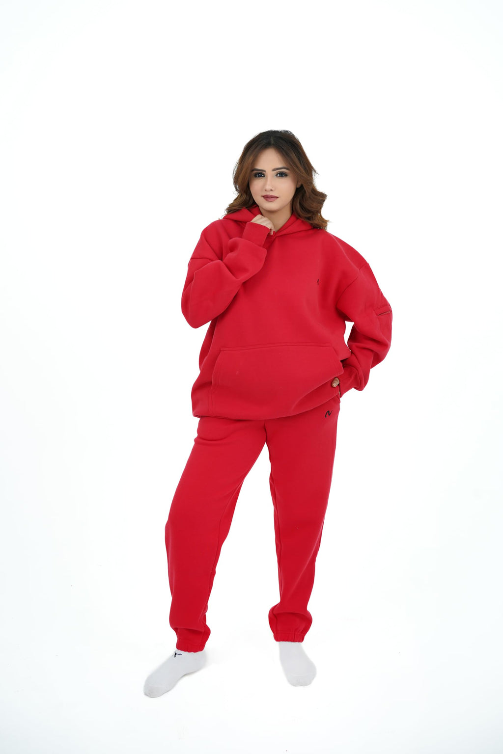 NoorVogue Heavyweight Oversized Fleece Hoodie Unisex Premium Comfort Pullover Mesh Pocket