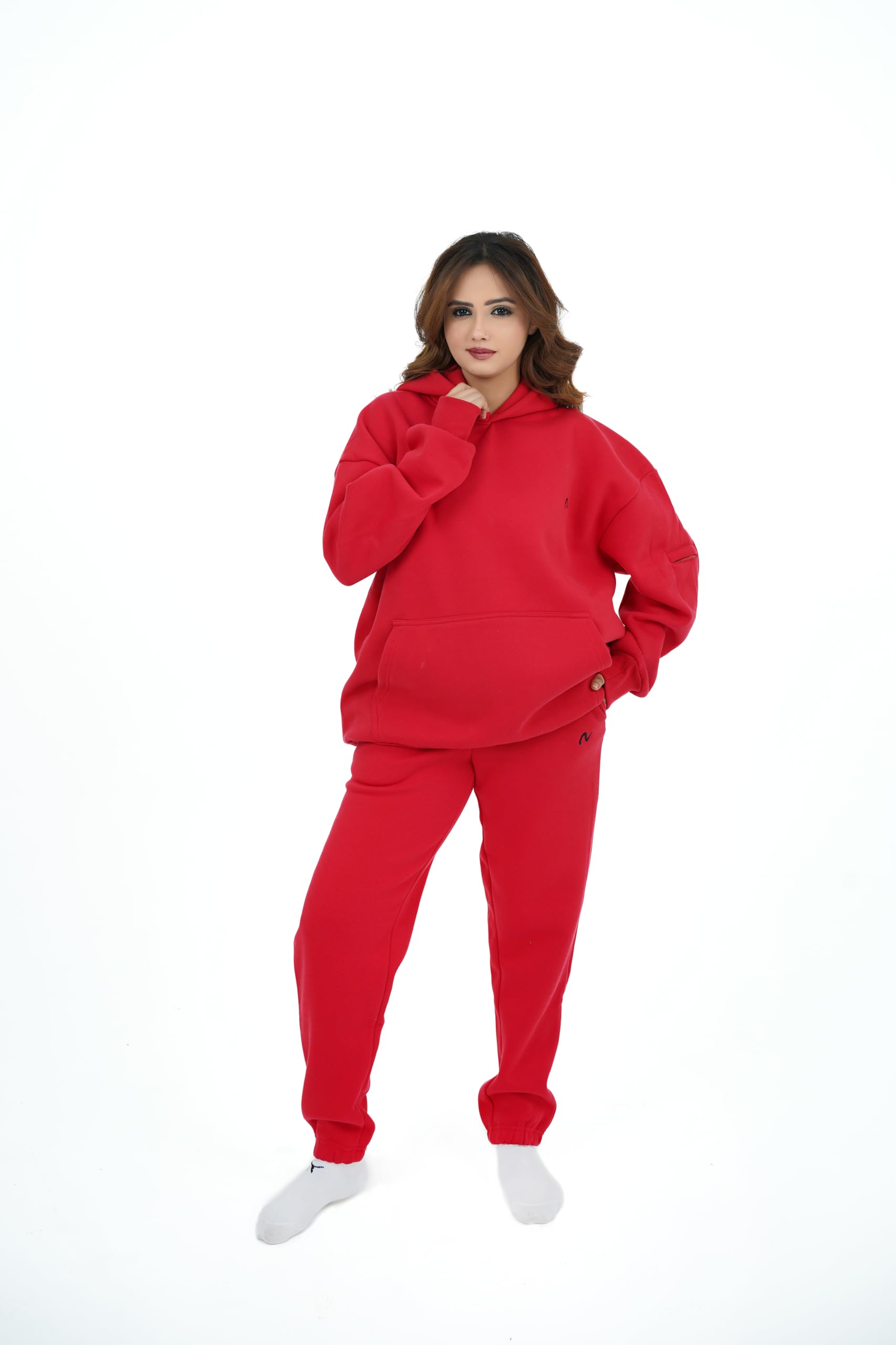 NoorVogue Heavyweight Oversized Fleece Hoodie Unisex Premium Comfort Pullover Mesh Pocket