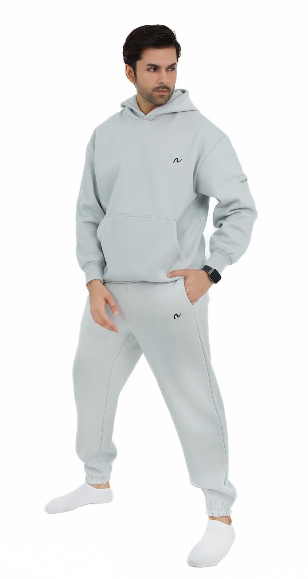 NoorVogue Heavyweight Oversized Fleece Hoodie Unisex Premium Comfort Pullover Mesh Pocket