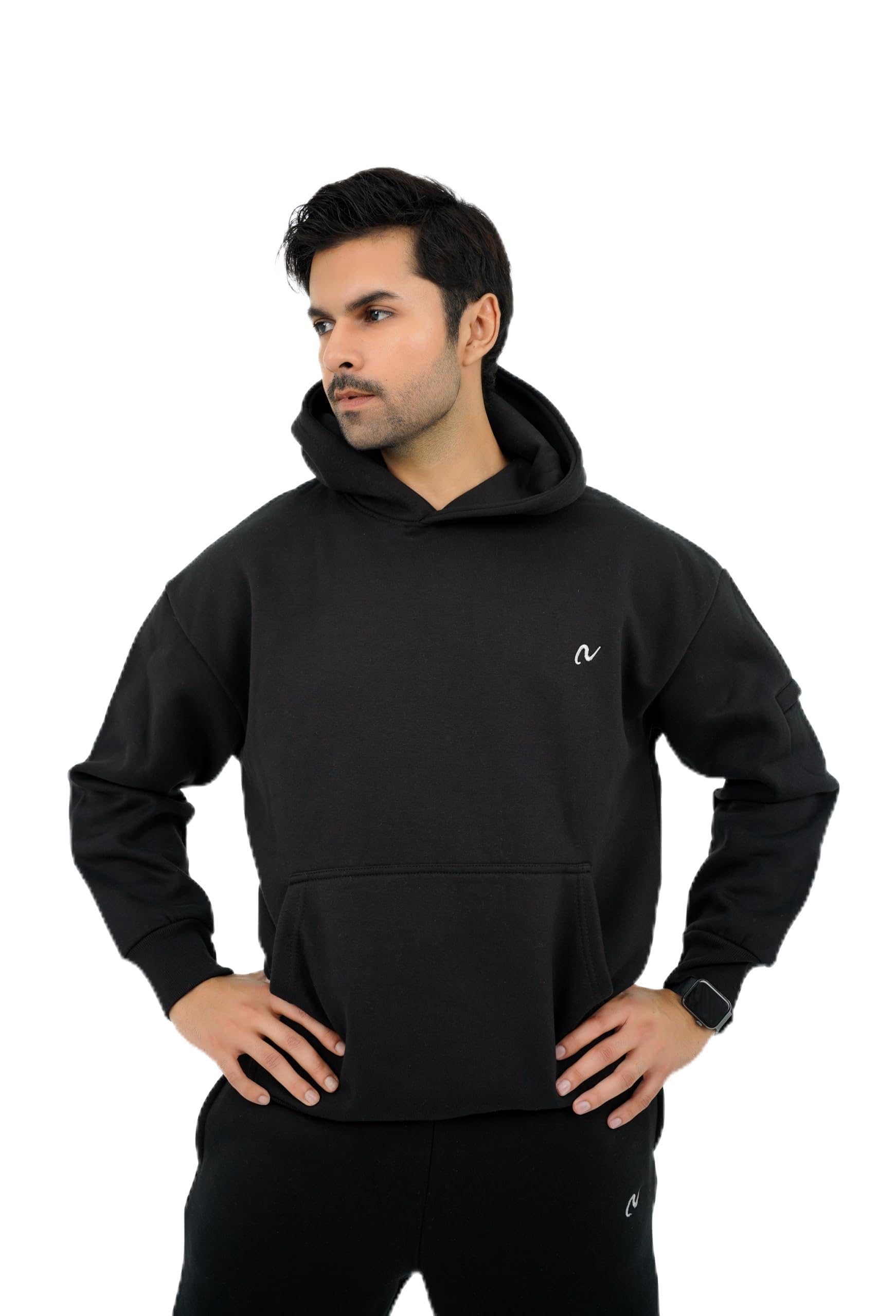 Heavyweight Oversized Fleece Hoodie - Premium Comfort Pullover Mesh Pocket